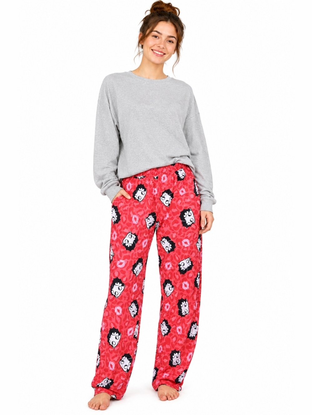 Betty Boop Women’s Pajama Lounge Pants Size Large 12/14  Red Black Loose Fit